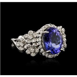 14KT White Gold 4.31ct Tanzanite and Diamond Ring