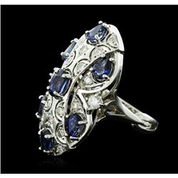 14KT White Gold 3.78ctw Sapphire and Diamond Ring