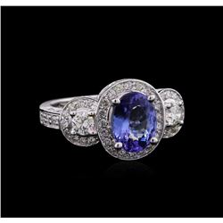 1.75ct Tanzanite and Diamond Ring - 14KT White Gold