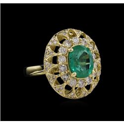 14KT Yellow Gold 2.28ct Emerald and Diamond Ring