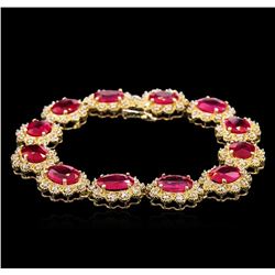 26.51ctw Ruby and Diamond Bracelet - 14KT Yellow Gold