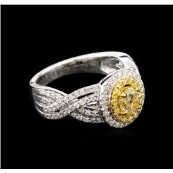 1.27ctw Fancy Yellow Diamond Ring - 18KT Two-Tone Gold