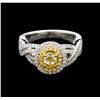 Image 2 : 1.27ctw Fancy Yellow Diamond Ring - 18KT Two-Tone Gold