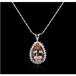 14KT White Gold 8.37ct Morganite and Diamond Pendant With Chain