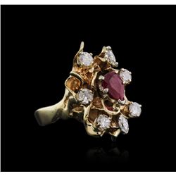 14KT Yellow Gold 1.00ct Ruby and Diamond Ring