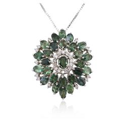 14KT White Gold 12.24ctw Chrysoberyl and Diamond Pendant With Chain