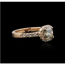 14KT Rose Gold 1.42ctw Fancy Green Diamond Ring