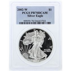 2002-W PCGS PR70DCAM Silver Eagle Silver Dollar