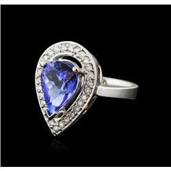 14KT White Gold 4.18ct Tanzanite and Diamond Ring