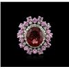 Image 2 : 14KT White Gold 4.99ct Tourmaline, Sapphire and Diamond Ring