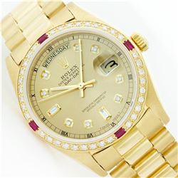 Rolex President 18KT Gold 1.00ctw Diamond And Sapphire Men's Watch