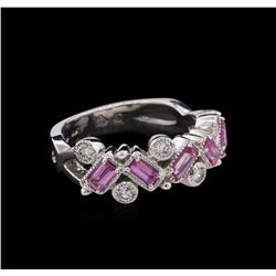 0.71ctw Pink Sapphire and Diamond Ring - 14KT White Gold