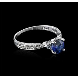 14KT White Gold 0.92ct Sapphire and Diamond Ring