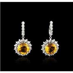 14KT White Gold 15.20ctw Citrine and Diamond Earrings