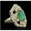 Image 1 : 14KT Yellow Gold 2.85ct Emerald and Diamond Ring