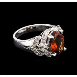 6.28ct Malaya Garnet and Diamond Ring - 14KT White Gold