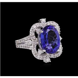 14KT White Gold 5.61ct Tanzanite and Diamond Ring