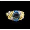 Image 2 : 4.56ct Blue Topaz and Diamond Ring - 18KT Yellow Gold