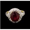 Image 2 : 5.37ct Ruby and Diamond Ring - 14KT Yellow Gold