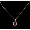 Image 2 : 7.61ct Ruby and Diamond Pendant With Chain - 14KT Yellow Gold