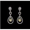 Image 1 : 1.94ctw Fancy Yellow Diamond Earrings - 18KT Two-Tone Gold
