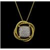 Image 1 : 0.46ctw Diamond Pendant With Chain - 18KT Yellow Gold
