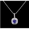 Image 1 : 14KT White Gold 1.36ct Tanzanite and Diamond Pendant With Chain
