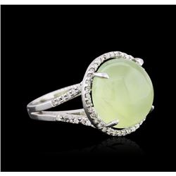 14KT White Gold 14.74ct Green Tourmaline and Diamond Ring