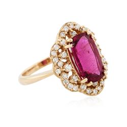 18KT Rose Gold 3.84ct Pink Tourmaline and Diamond Ring