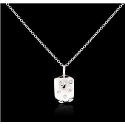 14KT White Gold 0.08ctw Diamond Pendant With Chain