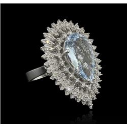 6.06ct Aquamarine and Diamond Ring - 14KT White Gold