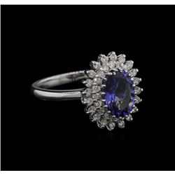 2.00ct Tanzanite and Diamond Ring - 14KT White Gold