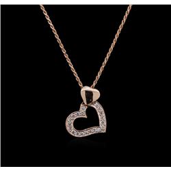 14KT Rose Gold 0.30ctw Diamond Pendant With Chain