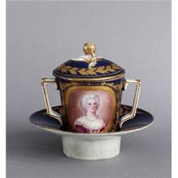 A Sèvres CHOCOLATE CUP, COVER and STAND, cup and, A Sèvres CHOCOLATE CUP, COVER and STAND, cup...