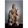 Image 1 : A LATE MING GUANYIN, painted wood, height 163 cm;, A LATE MING GUANYIN, painted wood, height 16...