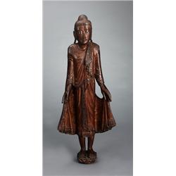 A THAI WOOD BUDDHA, 19th century, sculptured and, A THAI WOOD BUDDHA, 19th century, sculptured...
