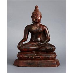 A THAI BRONZE BUDDHA, 19th century, height 37 cm;, A THAI BRONZE BUDDHA, 19th century, height 3...
