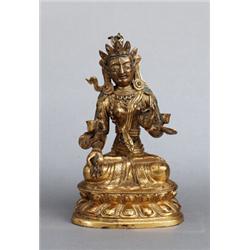 A SINOTIBETAN GODDESS, 19 th century, gilded och, A SINOTIBETAN GODDESS, 19 th century, gilded...