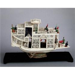 A CHINESE IVORY FLOWER BOAT, 19th century, ivory, A CHINESE IVORY FLOWER BOAT, 19th century, iv...