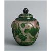 Image 1 : A QING PEKING GLASS JAR and COVER, green, A QING PEKING GLASS JAR and COVER, green overlay on a...