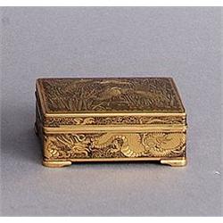 A JAPANESE 20th CENTURY KOMAI BOX, gilded,, A JAPANESE 20th CENTURY KOMAI BOX, gilded, engraved...