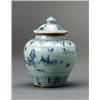 Image 1 : A MING UNDERGLAZEBLUE VASE WITH COVER, porcelain,, A MING UNDERGLAZEBLUE VASE WITH COVER, porce...