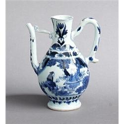 A TRANSITION UNDERGLAZE BLUE EWER, porcelain,, A TRANSITION UNDERGLAZE BLUE EWER, porcelain, he...