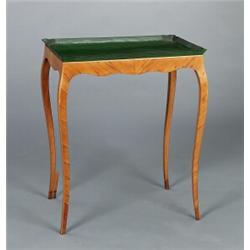 A Swedish rococo tôle TRAY on walnut STAND, 71 cm, A Swedish rococo tôle TRAY on walnut STAND,...