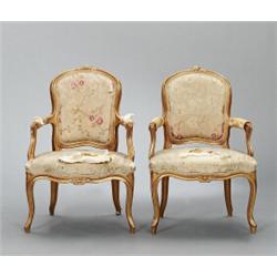 A set of two Swedish rococo cut and gilt wood, A set of two Swedish rococo cut and gilt wood AR...