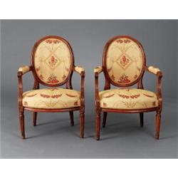 A pair of French cut and polished red beechwood, A pair of French cut and polished red beechwoo...