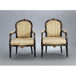 A pair of Swedish late 18th century painted, A pair of Swedish late 18th century painted ARMCHA...