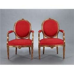 A pair of Swedish late 18th century cut giltwood, A pair of Swedish late 18th century cut giltw...