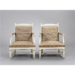 A pair of Swedish late 18th century painted, A pair of Swedish late 18th century painted ARMCHA...