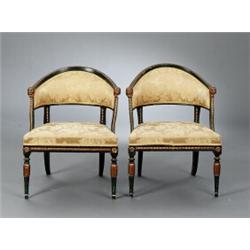 A pair of Swedish late 18th century painted, A pair of Swedish late 18th century painted ARMCHA...